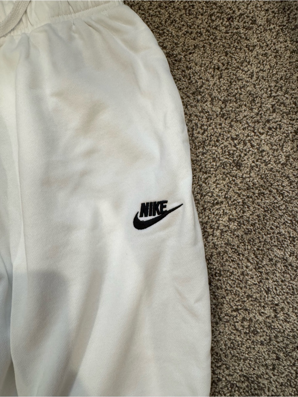 Women’s Nike White Jogger Sweatpants with Black Swoosh - Picture 2 of 4